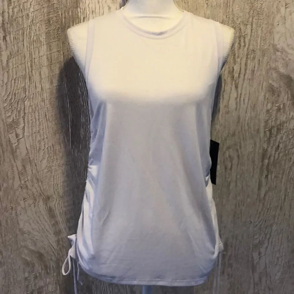 Nux White Tank Top with Cinched Ties at Sides